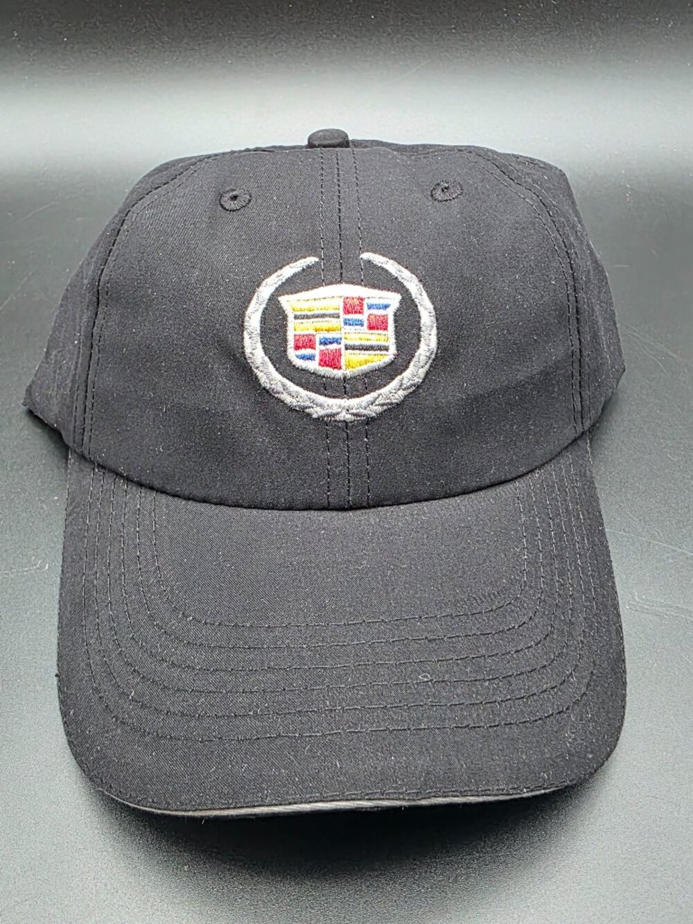NEW VTG Cadillac Embroidered Logo Car Strapback Hat Baseball Black Made in USA